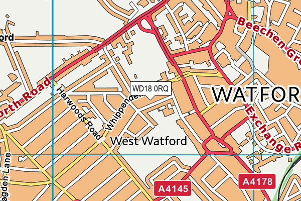 WD18 0RQ map - OS VectorMap District (Ordnance Survey)