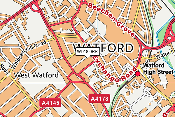 WD18 0RR map - OS VectorMap District (Ordnance Survey)