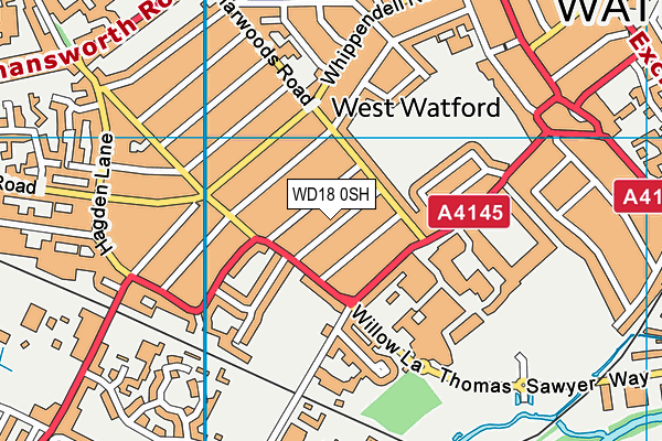 WD18 0SH map - OS VectorMap District (Ordnance Survey)