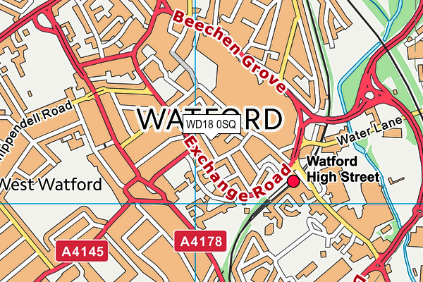 WD18 0SQ map - OS VectorMap District (Ordnance Survey)