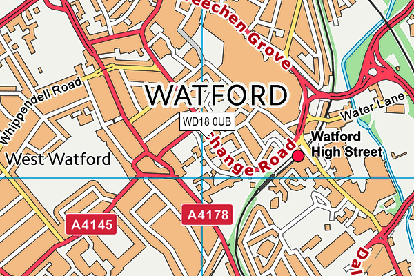 WD18 0UB map - OS VectorMap District (Ordnance Survey)