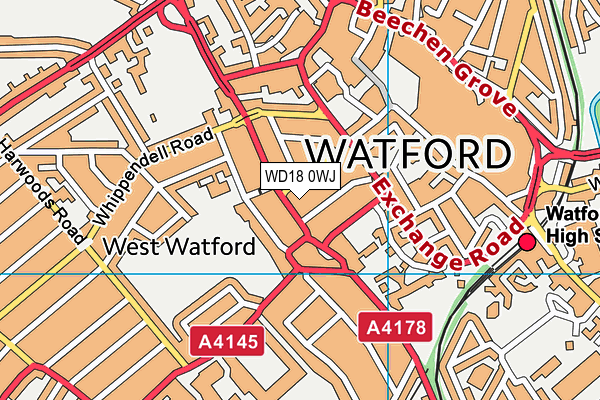 WD18 0WJ map - OS VectorMap District (Ordnance Survey)