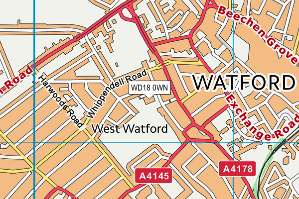 Chater Junior School map (WD18 0WN) - OS VectorMap District (Ordnance Survey)
