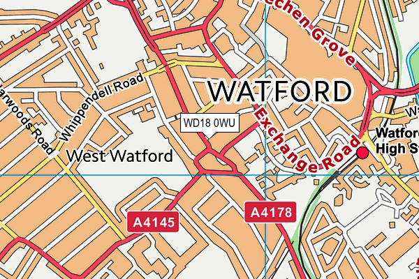 WD18 0WU map - OS VectorMap District (Ordnance Survey)