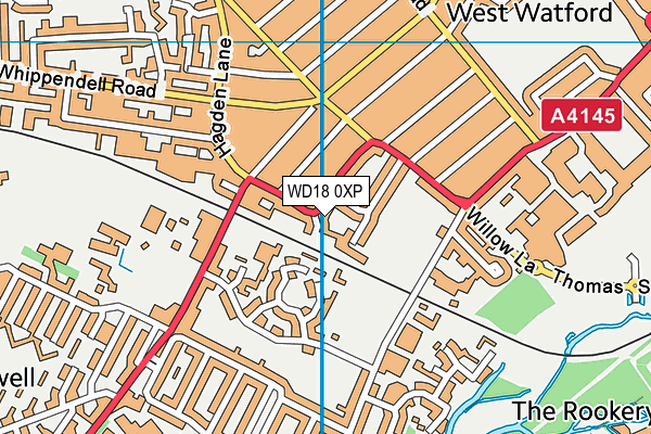 WD18 0XP map - OS VectorMap District (Ordnance Survey)