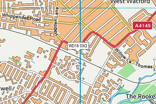 WD18 0XQ map - OS VectorMap District (Ordnance Survey)