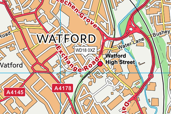 WD18 0XZ map - OS VectorMap District (Ordnance Survey)