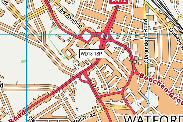 WD18 1SP map - OS VectorMap District (Ordnance Survey)