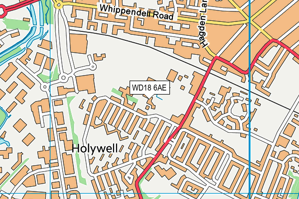 WD18 6AE map - OS VectorMap District (Ordnance Survey)