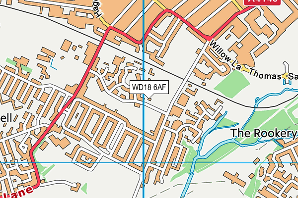 WD18 6AF map - OS VectorMap District (Ordnance Survey)