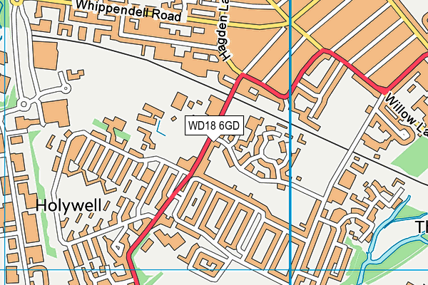 WD18 6GD map - OS VectorMap District (Ordnance Survey)
