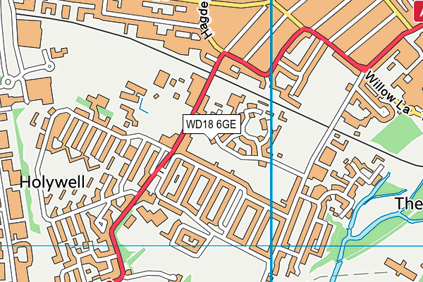 WD18 6GE map - OS VectorMap District (Ordnance Survey)