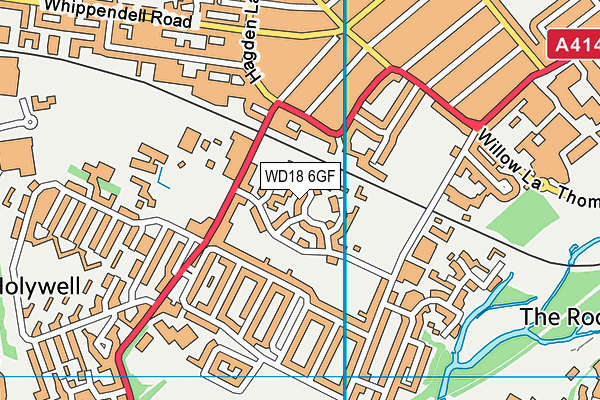 WD18 6GF map - OS VectorMap District (Ordnance Survey)