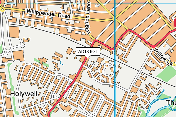 WD18 6GT map - OS VectorMap District (Ordnance Survey)