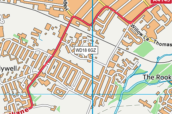 WD18 6GZ map - OS VectorMap District (Ordnance Survey)