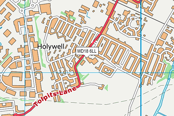Holywell Primary School map (WD18 6LL) - OS VectorMap District (Ordnance Survey)