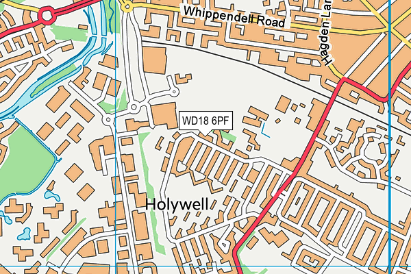 WD18 6PF map - OS VectorMap District (Ordnance Survey)