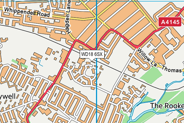 WD18 6SX map - OS VectorMap District (Ordnance Survey)