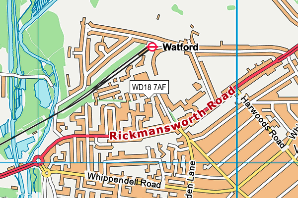WD18 7AF map - OS VectorMap District (Ordnance Survey)