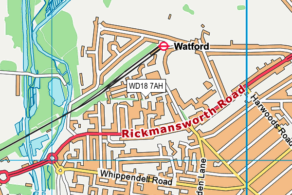 WD18 7AH map - OS VectorMap District (Ordnance Survey)