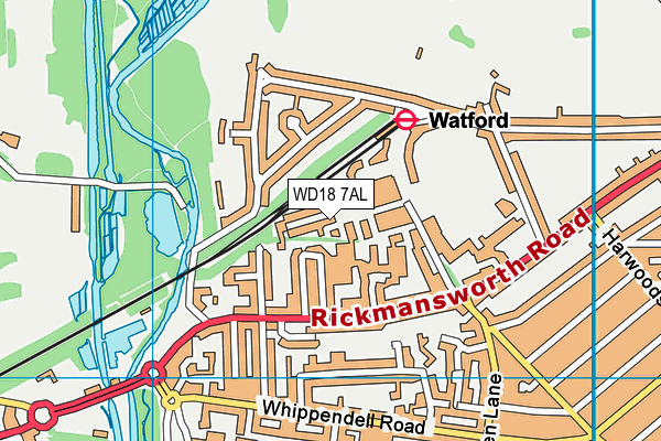 WD18 7AL map - OS VectorMap District (Ordnance Survey)