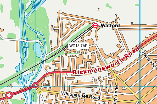 WD18 7AP map - OS VectorMap District (Ordnance Survey)