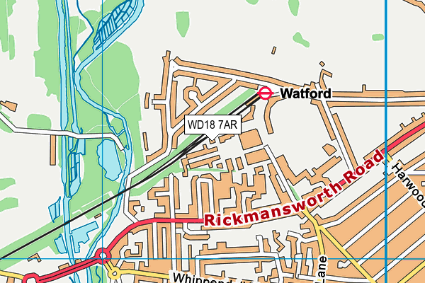 WD18 7AR map - OS VectorMap District (Ordnance Survey)