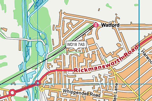 WD18 7AS map - OS VectorMap District (Ordnance Survey)