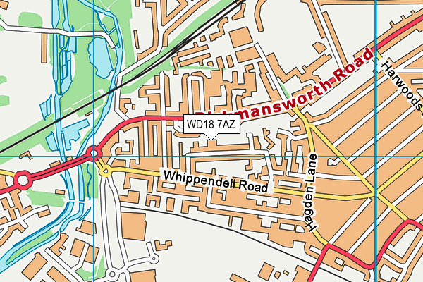 WD18 7AZ map - OS VectorMap District (Ordnance Survey)