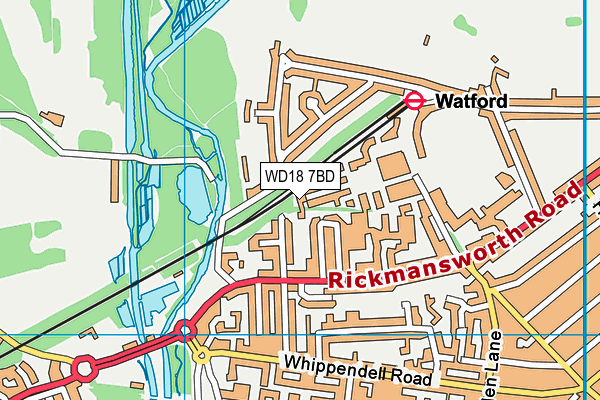 WD18 7BD map - OS VectorMap District (Ordnance Survey)