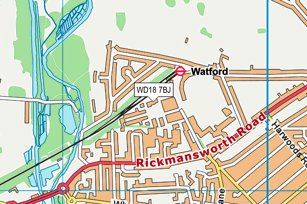 WD18 7BJ map - OS VectorMap District (Ordnance Survey)