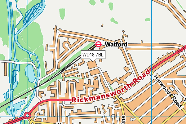 WD18 7BL map - OS VectorMap District (Ordnance Survey)