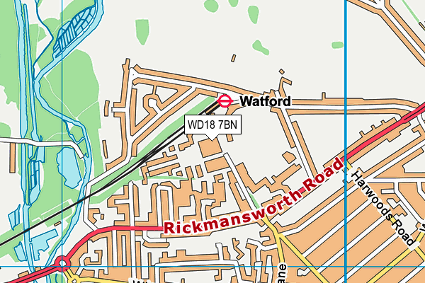 WD18 7BN map - OS VectorMap District (Ordnance Survey)