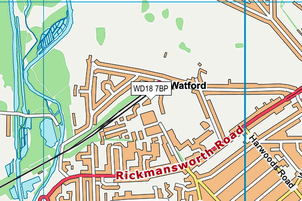 WD18 7BP map - OS VectorMap District (Ordnance Survey)