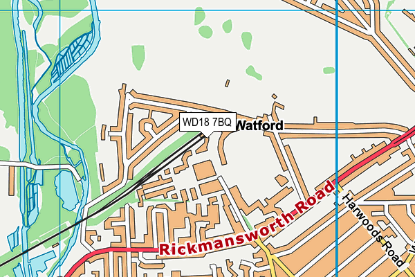 WD18 7BQ map - OS VectorMap District (Ordnance Survey)