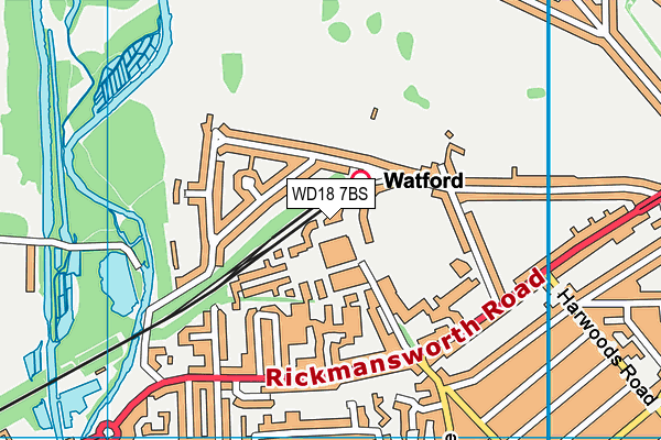 WD18 7BS map - OS VectorMap District (Ordnance Survey)