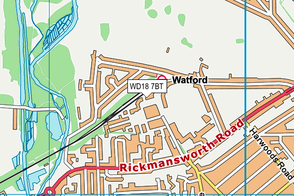 WD18 7BT map - OS VectorMap District (Ordnance Survey)