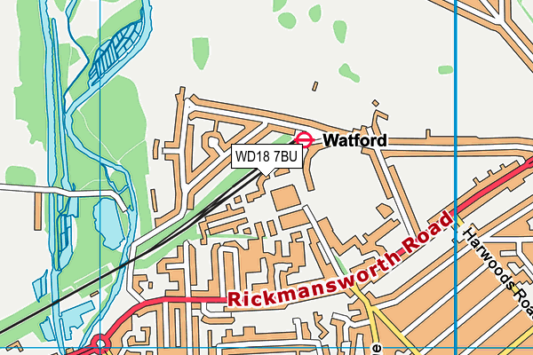 WD18 7BU map - OS VectorMap District (Ordnance Survey)