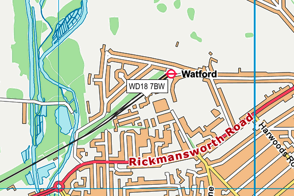 WD18 7BW map - OS VectorMap District (Ordnance Survey)