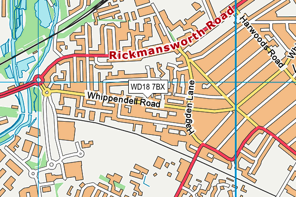 WD18 7BX map - OS VectorMap District (Ordnance Survey)
