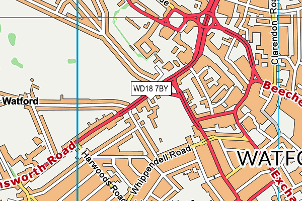 WD18 7BY map - OS VectorMap District (Ordnance Survey)