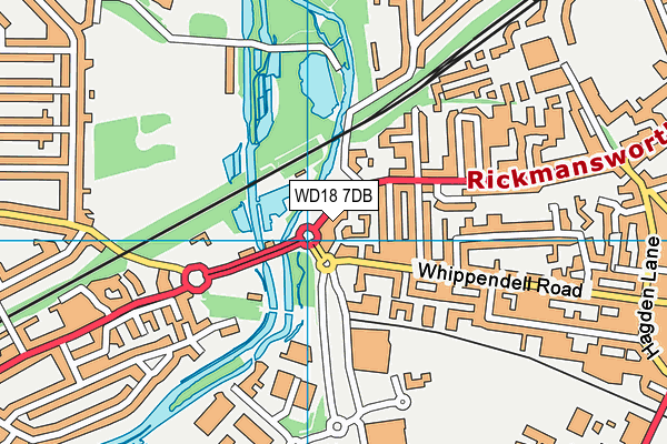 WD18 7DB map - OS VectorMap District (Ordnance Survey)