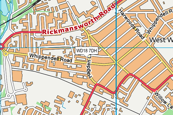 WD18 7DH map - OS VectorMap District (Ordnance Survey)