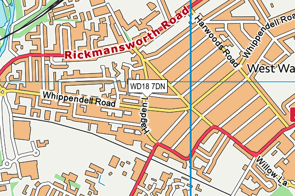 WD18 7DN map - OS VectorMap District (Ordnance Survey)