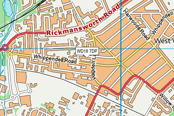 WD18 7DP map - OS VectorMap District (Ordnance Survey)