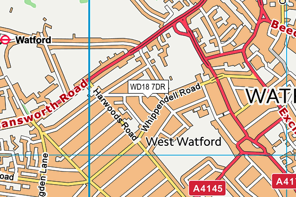 WD18 7DR map - OS VectorMap District (Ordnance Survey)