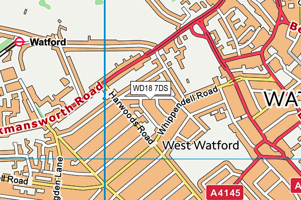 WD18 7DS map - OS VectorMap District (Ordnance Survey)