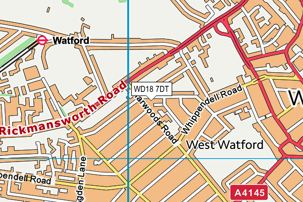 WD18 7DT map - OS VectorMap District (Ordnance Survey)