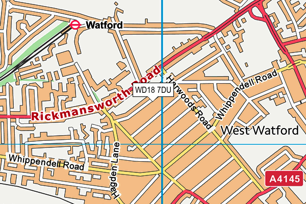 WD18 7DU map - OS VectorMap District (Ordnance Survey)