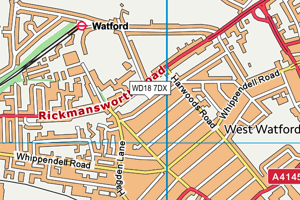 WD18 7DX map - OS VectorMap District (Ordnance Survey)